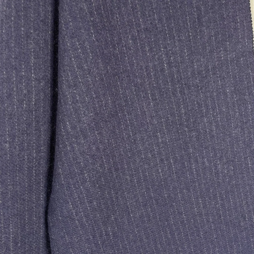 J Crew Cashmere Reversible Scarf Mens 65x12 Navy Herringbone Pin Stripe Fringe